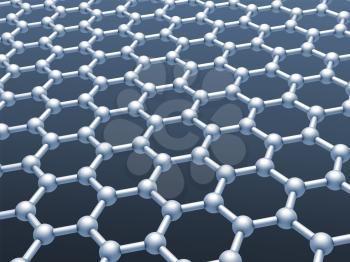 Graphene layer structure model. Monochrome 3d render illustration