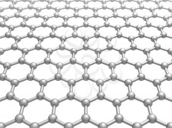 Graphene layer structure schematic model. 3d illustration isolated on white