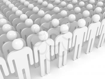 Array of white abstract people. Crowd concept illustration