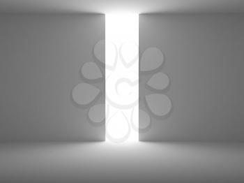 Abstract empty interior with opening in the wall. 3d render illustration