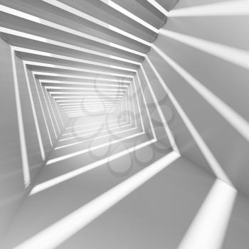 Abstract white 3d interior background with light beams