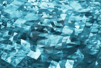 Abstract chaotic dark blue digital triangle low poly background texture