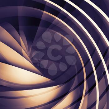 Abstract square dark digital background, 3d spiral structure