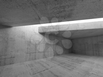 Abstract minimal architecture background, empty concrete room interior with white asymmetric ceiling opening. 3d illustration