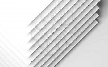 Abstract white background, geometric pattern of paper sheets. 3d render illustration