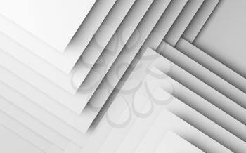 Abstract white background, geometric pattern of paper corners and shadows. 3d render illustration