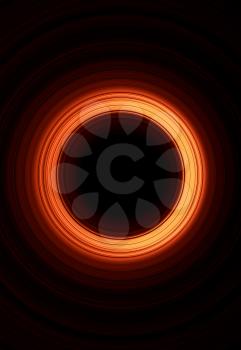 Tunnel of glowing red rings, abstract digital background, vertical 3d illustration