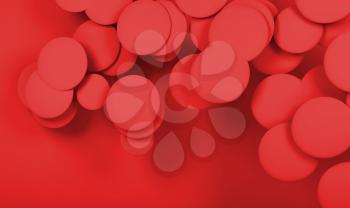 Cloud of red abstract spheres. Digital background, 3d render illustration