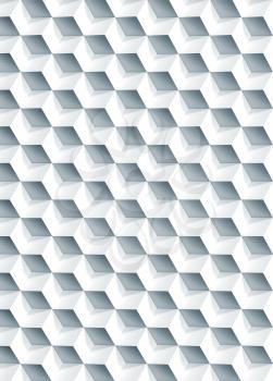 Abstract geometric pattern, white cubes texture, vertical background, 3d illustration 