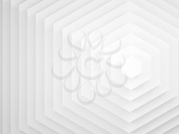 Abstract digital graphic background, white hexagons pattern. 3d rendering illustration 