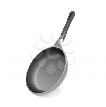 Black metal frying pan isolated on white background