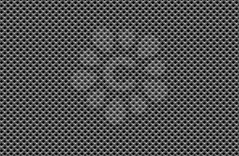 Braided wire steel grid with reflection on black background under the light in front view, abstract textured background