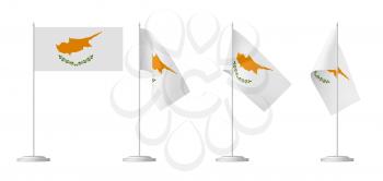 National flag of Cyprus, set of small table flag of Cyprus on stand isolated on white, 3d illustrations