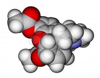 Optimized molecular structure of heroin on a white background