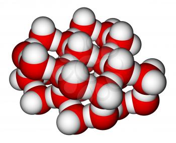 Fragment of water molecules packing in a crystal