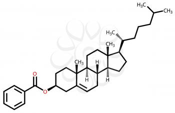 Cholesteryl benzoate, a liquid crystal molecule isolated on a white background