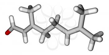 Citral, a compound with a strong lemon odor.