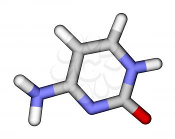 Nucleobase cytosine sticks molecular model