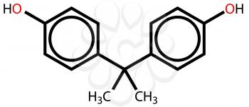 Structural formula of bisphenol A on a white background