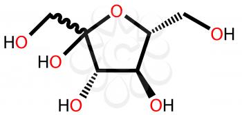 Structural formula of fructose drawn on a white background