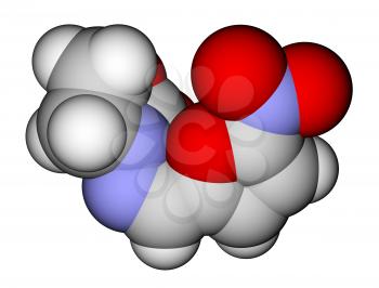 Antibacterial furazolidone space filling molecular model