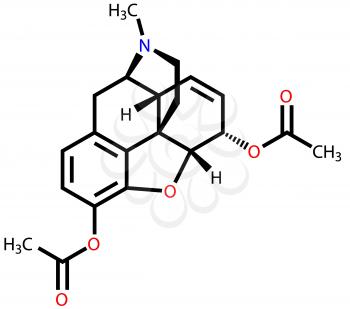 Structural formula of heroin drawn on a white background