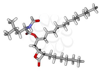 Orlistat (obesity treatment drug) 3D molecular structure