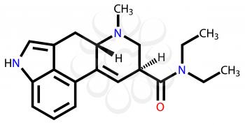 Structural formula of LSD on a white background