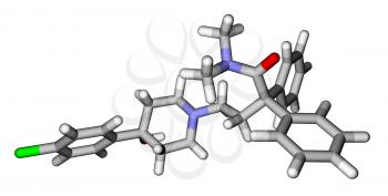 Loperamide, a diarrhea drug. 3D molecular structure