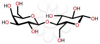 Structural formula of lactose drawn on a white background