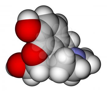 Optimized molecular structure of morphine on a white background