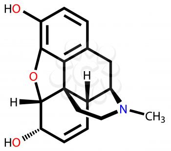 Structural formula of morphine on a white background