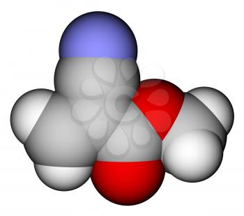 Methyl cyanoacrylate, an instant glue. 3D molecular structure