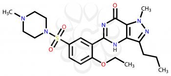 Structural formula of Viagra (sildenafil) drawn on a white background