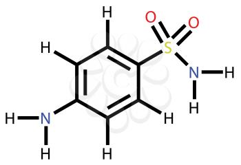 Structural formula of antibiotic sulfanilamide drawn on a white background