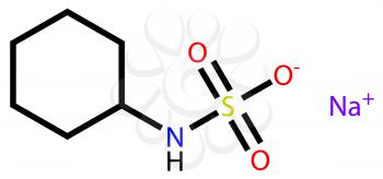 Structural formula of sweetener sodium cyclamate drawn on a white background