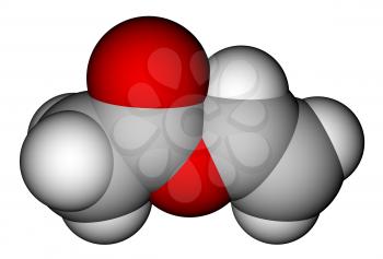 Vinyl acetate space filling molecular model