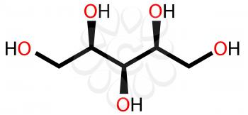 Structural formula of sweetener xylitol drawn on a white background