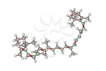 Calculated molecular structure of vitamin beta-carotene