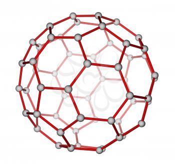 Optimized molecular structure of fullerene C60 on a white background