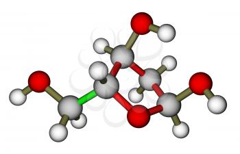 Deoxyribose, a precursor to DNA. Molecular structure