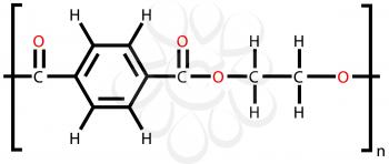 Structural formula of polyethylene terephthalate (polyester)