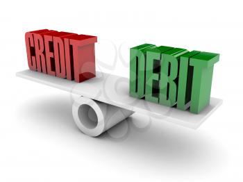 Credit and Debit balance. Concept 3D illustration.