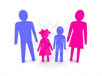 Family with children. Concept 3D illustration.