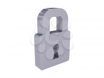 Lock icon over white background. Concept 3D illustration.