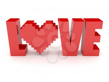 3D text Love and heart. Concept 3D illustration