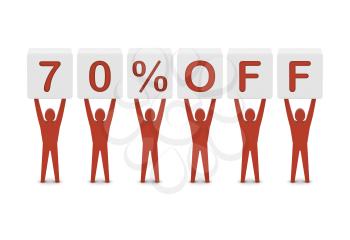 Discount. 70 percent off. Concept 3D illustration.