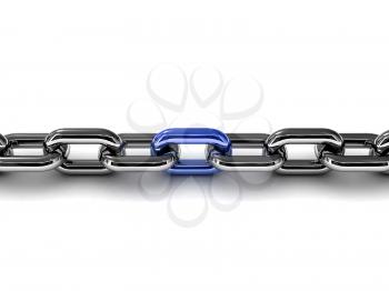 Blue link. Over white background. Concept 3D illustration.