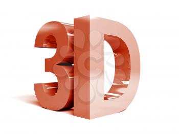 Word 3D on white background. Concept 3D illustration