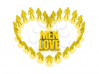 Men love. Concept 3D illustration